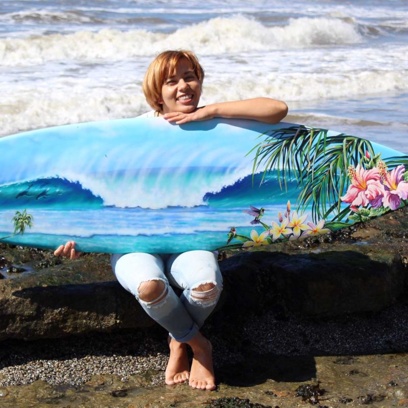 airbrushed surfboard by Ira Cosmos